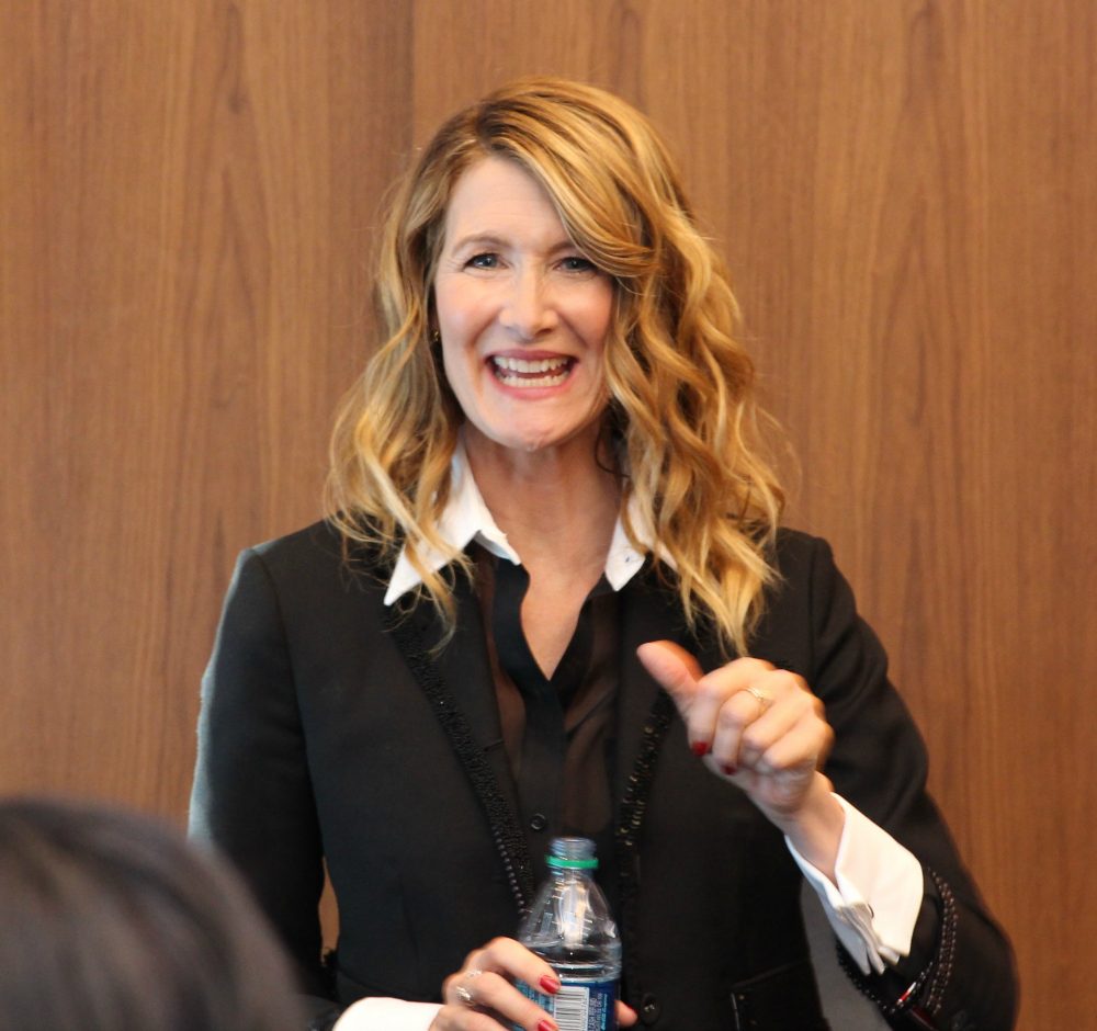 Laura Dern during an interview with bloggers. 