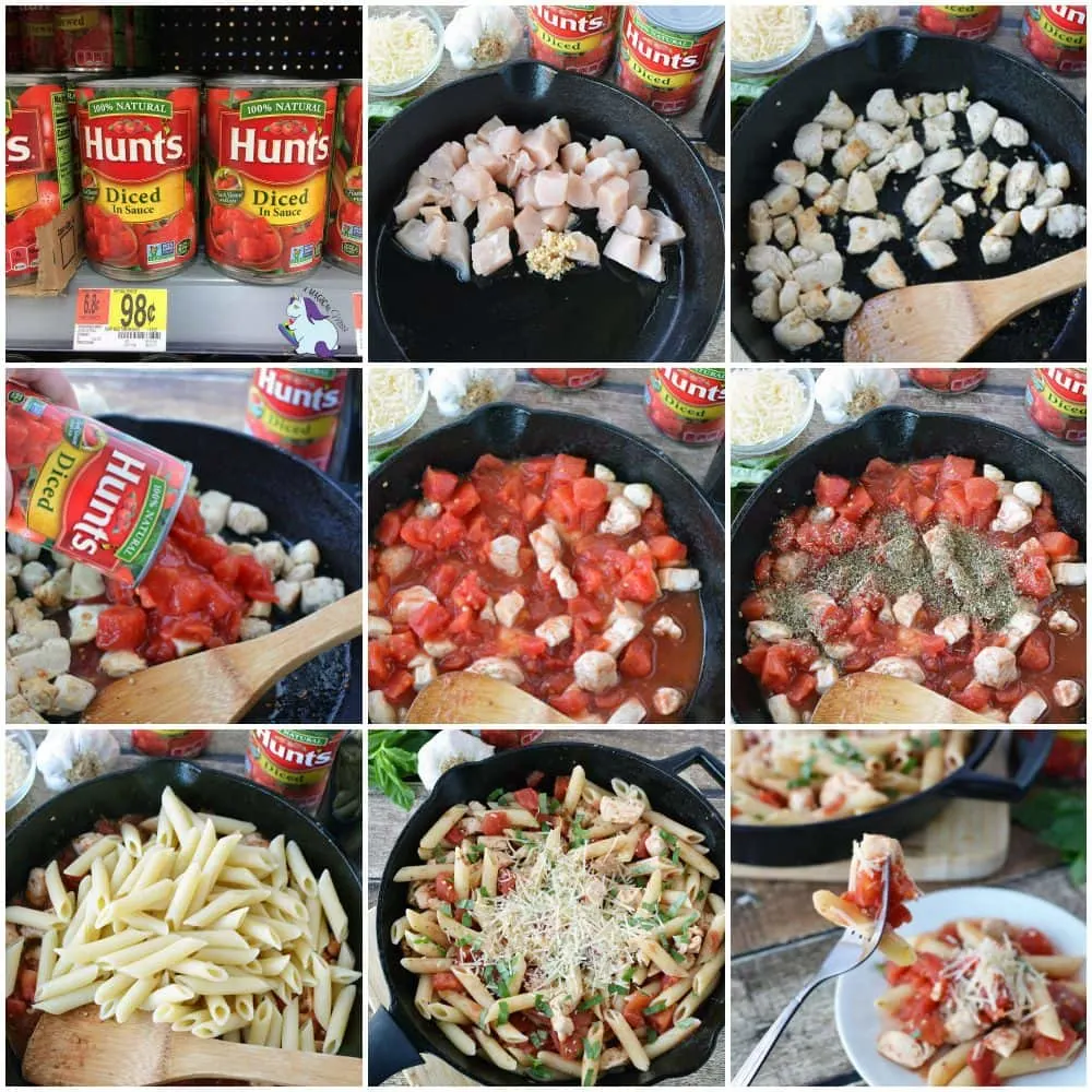 Easy chicken pasta in a skillet