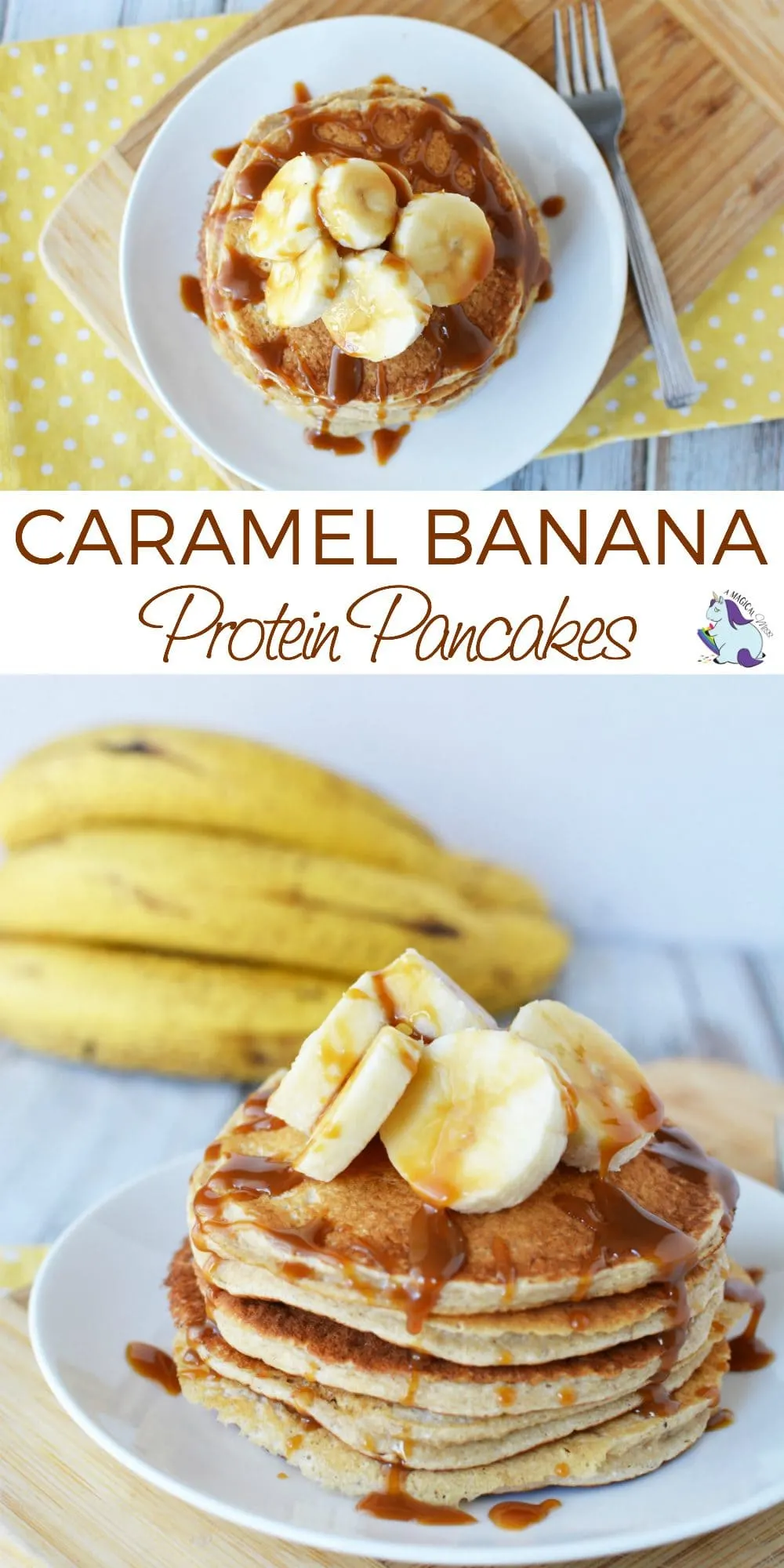 Caramel Banana Protein Pancakes