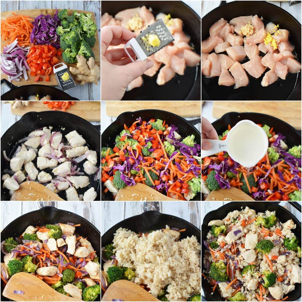 Ginger Chicken Recipe with Veggies and Rice