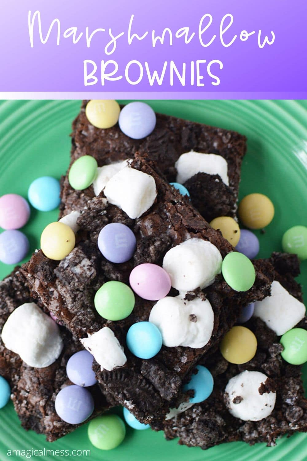 Marshmallow Oreo brownies on a plate