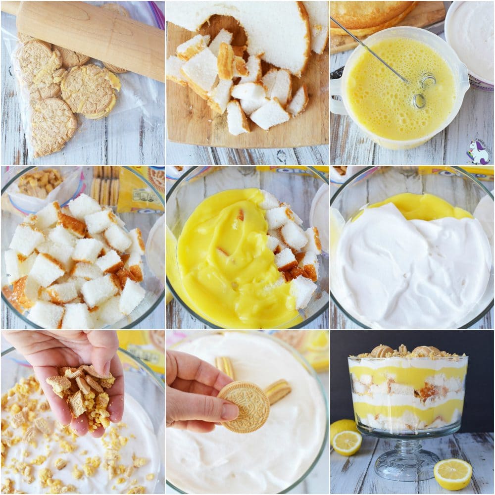 Easy Lemon Trifle Recipe in process.
