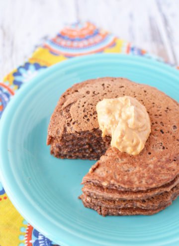 Delectable Chocolate Peanut Butter High Protein Pancakes
