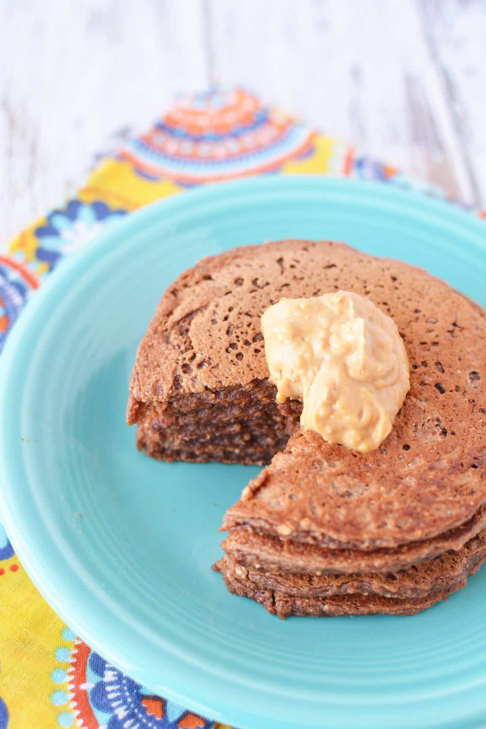 Delectable Chocolate Peanut Butter High Protein Pancakes