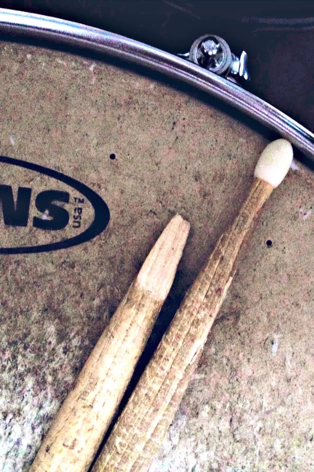 Drum sticks on a drum.