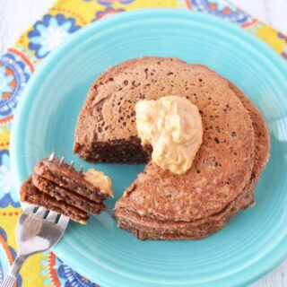 Delectable Chocolate Peanut Butter High Protein Pancakes