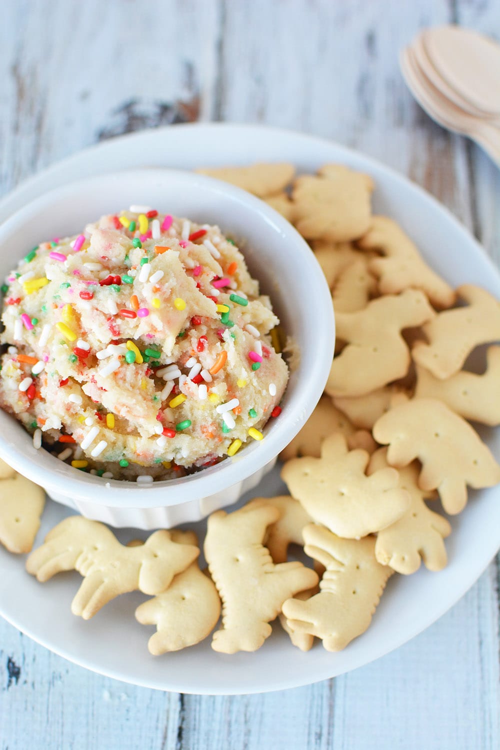 Rainbow Cookie Dough Dip with Animal Crackers