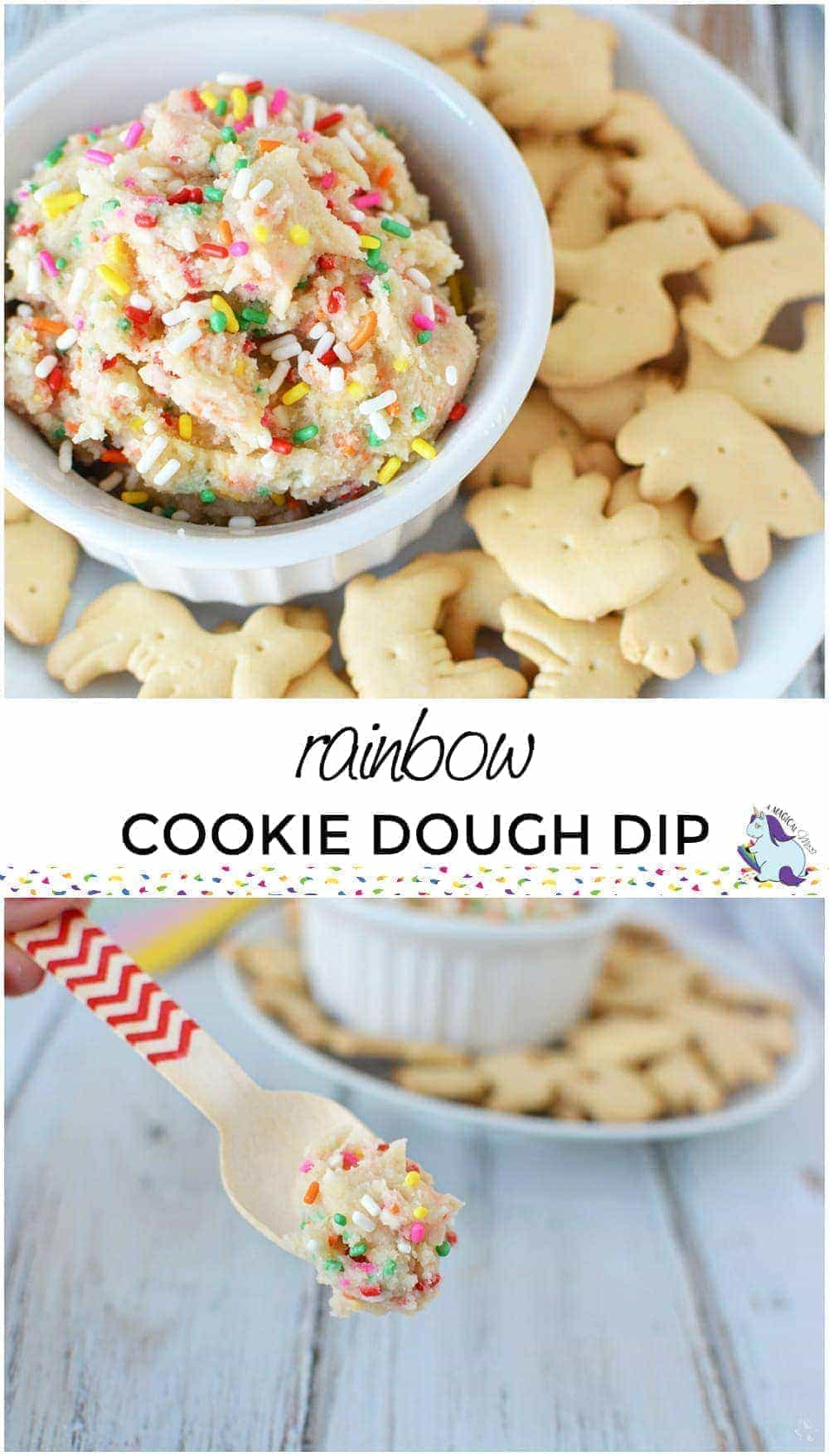 Rainbow cookie dough dip is most definitely a recipe you should have at your fingertips. It's safe-to-eat cookie dough. What more do you need to know? If I am totally honest, I love cookie dough more than baked cookies. So, bring on the cookie dough goodies!