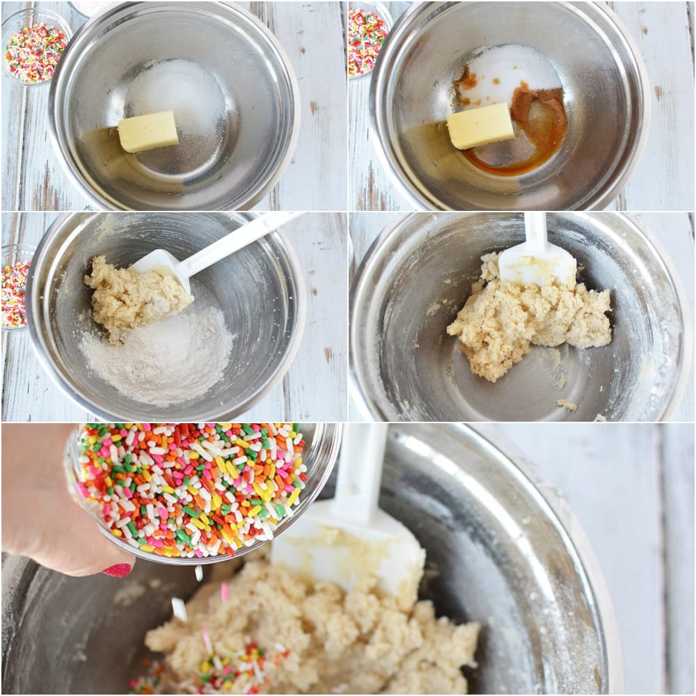 Rainbow Cookie Dough Dip Recipe in process