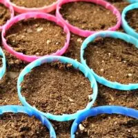 Upcycling Ideas – Garbage in the Garden - milk jug rings as seed markers
