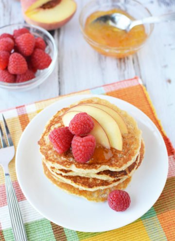 High Protein Recipes - Delightful Peach Raspberry Pancakes