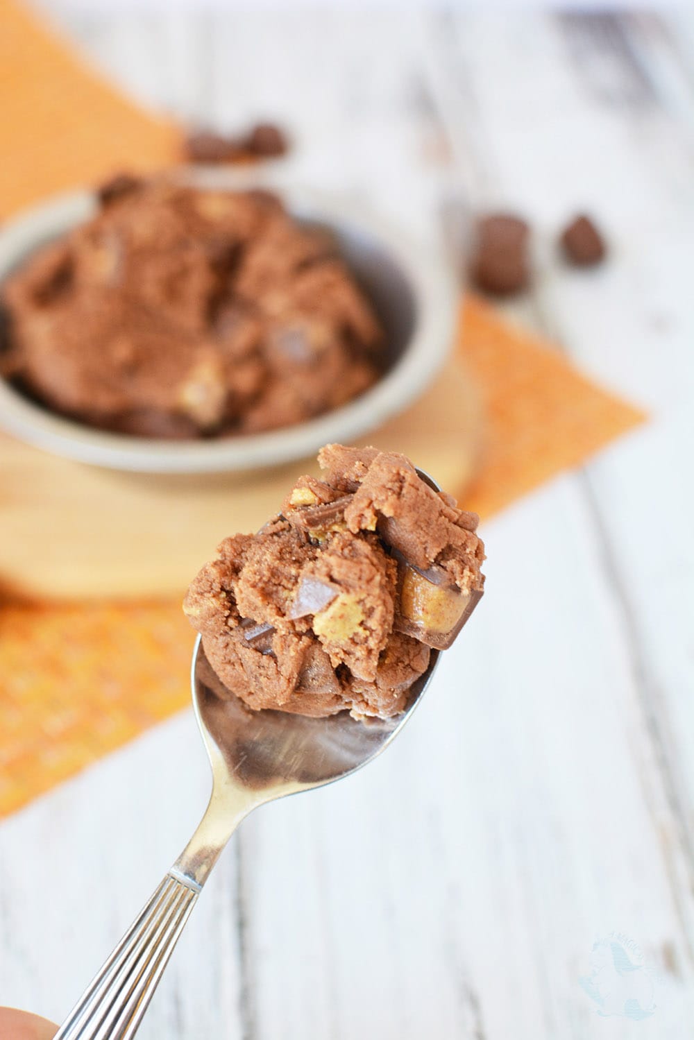 Chocolate peanut butter cookie dough to use as a dip or eat with a spoon