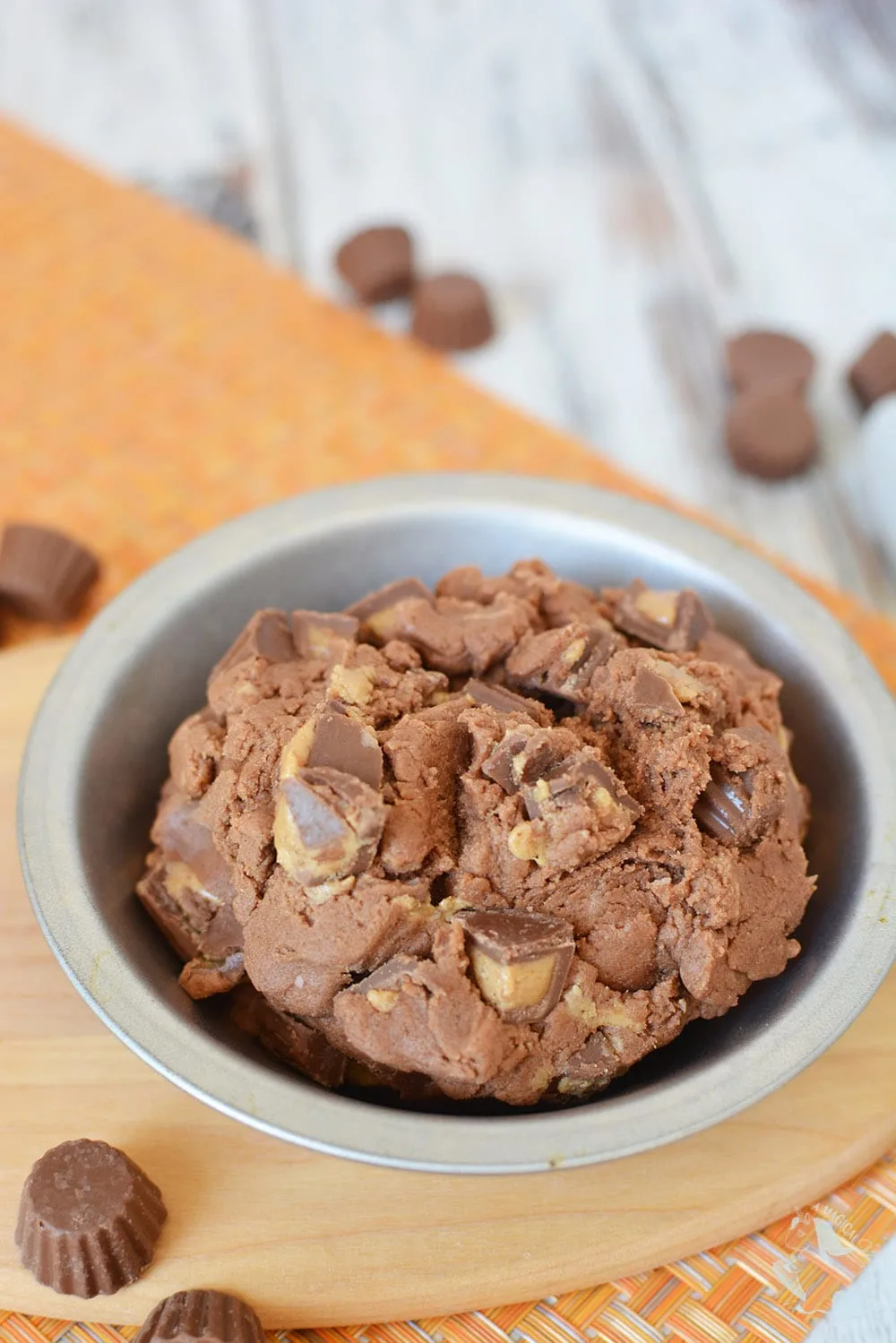 Chocolate Peanut Butter Cookie Dough in a bowl