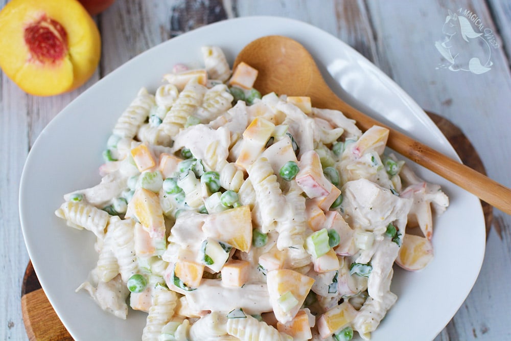 Chicken and peach pasta salad recipe