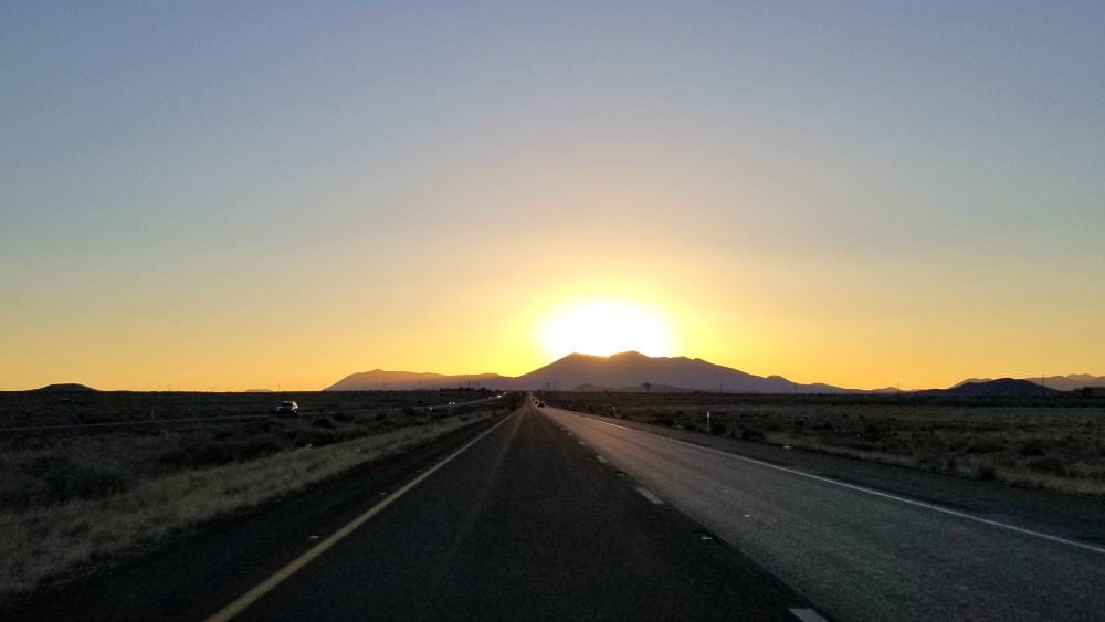 Driving to our hotel in Flagstaff, Arizona