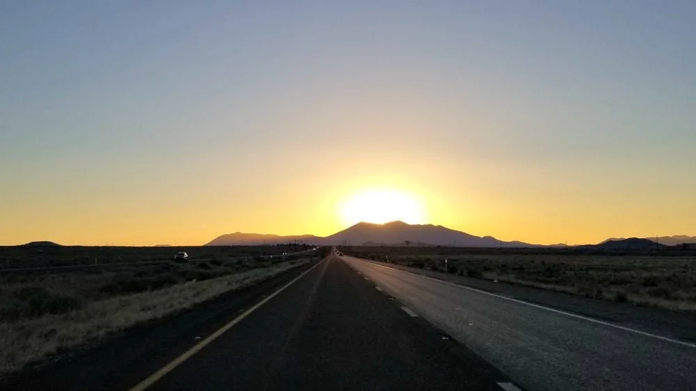 Driving to our hotel in Flagstaff, Arizona