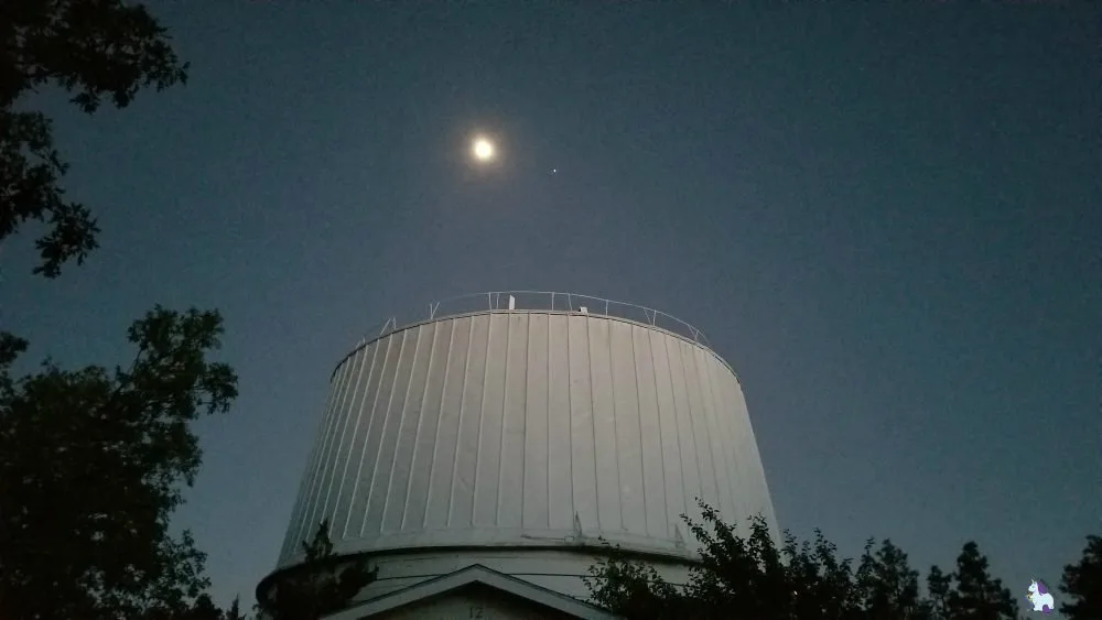 The moon and Venus at the Lowell Observatory in Flagstaff, Arizona