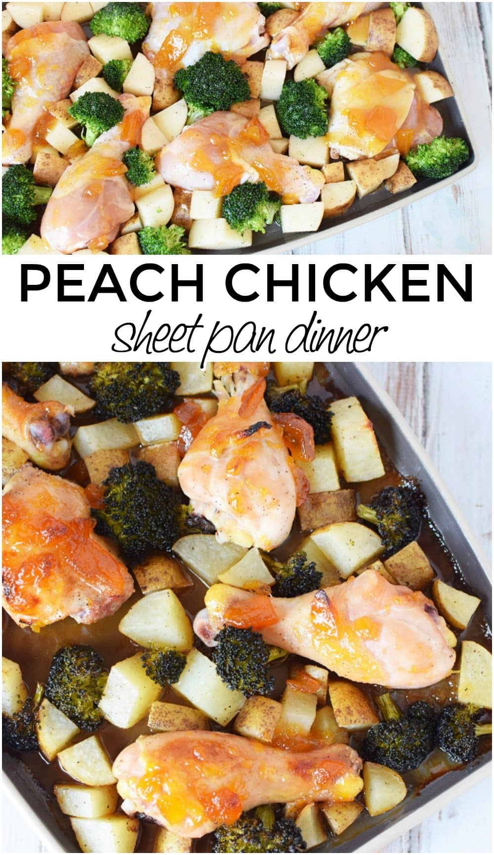 Peach chicken sheet pan dinner recipe