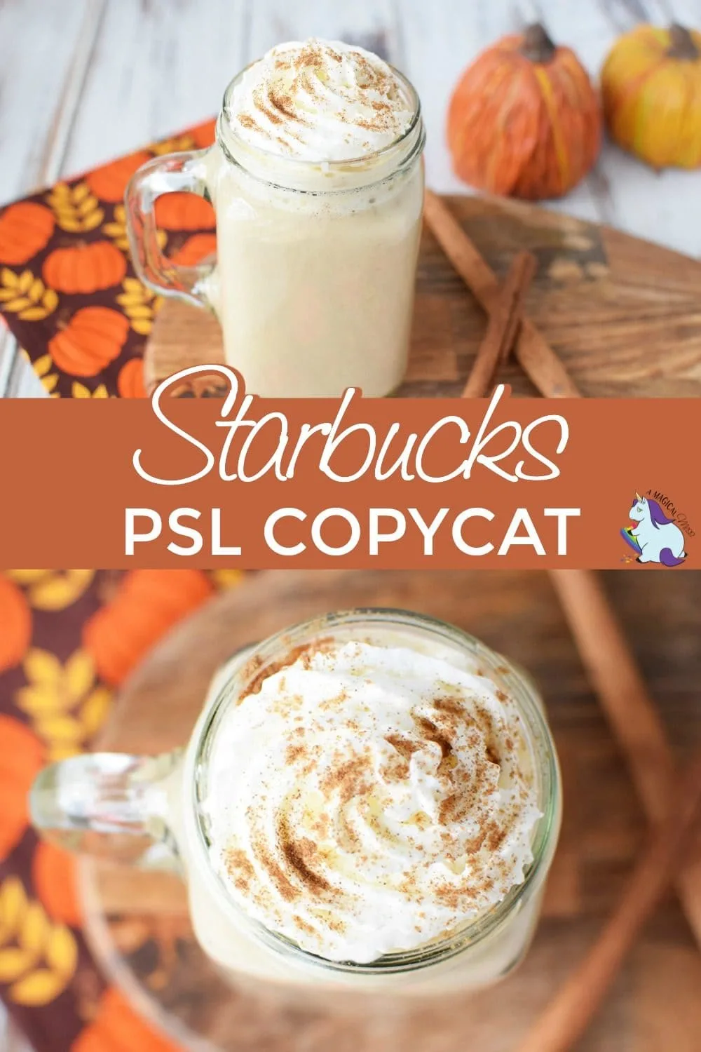 Pumpkin spice drink topped with whipped cream.