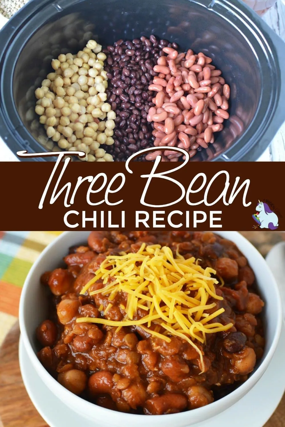 Bowls of chili with beans and topped with shredded cheddar.