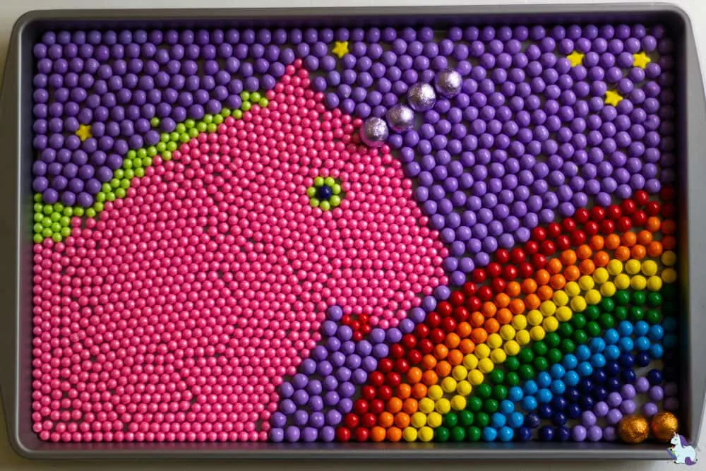 Unicorn food art with rainbow