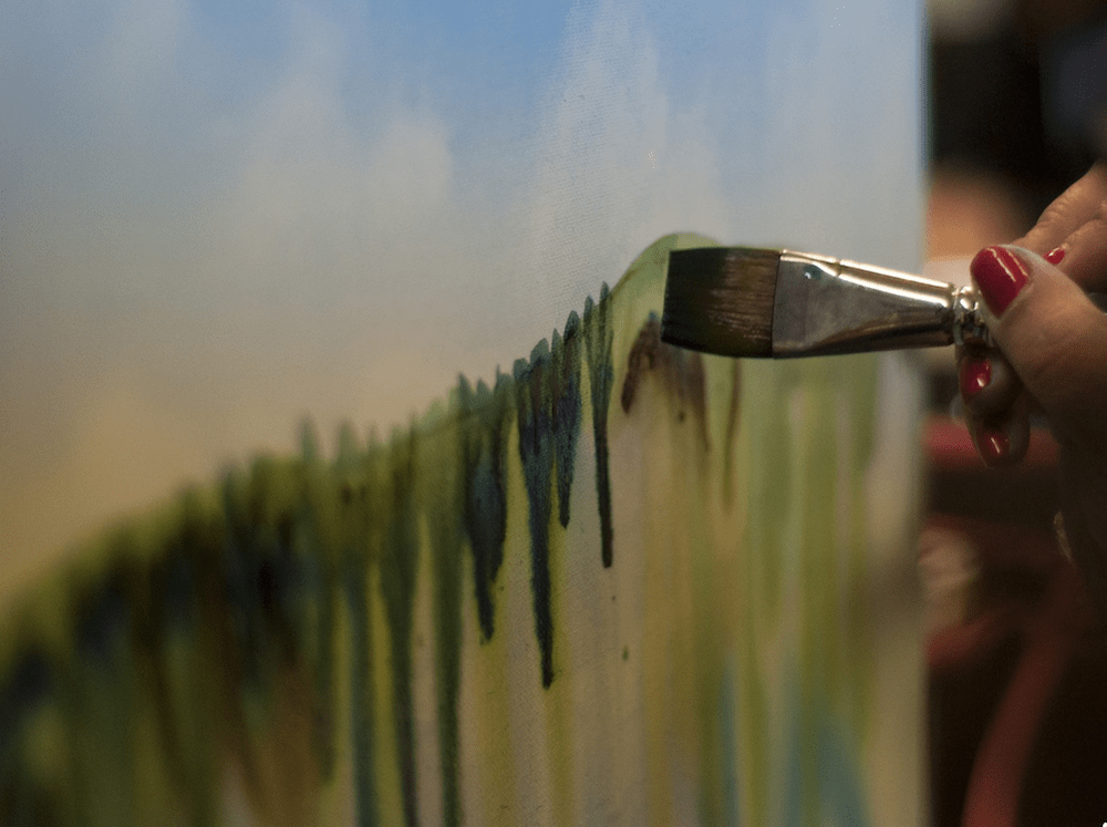 Painting on a canvas. 
