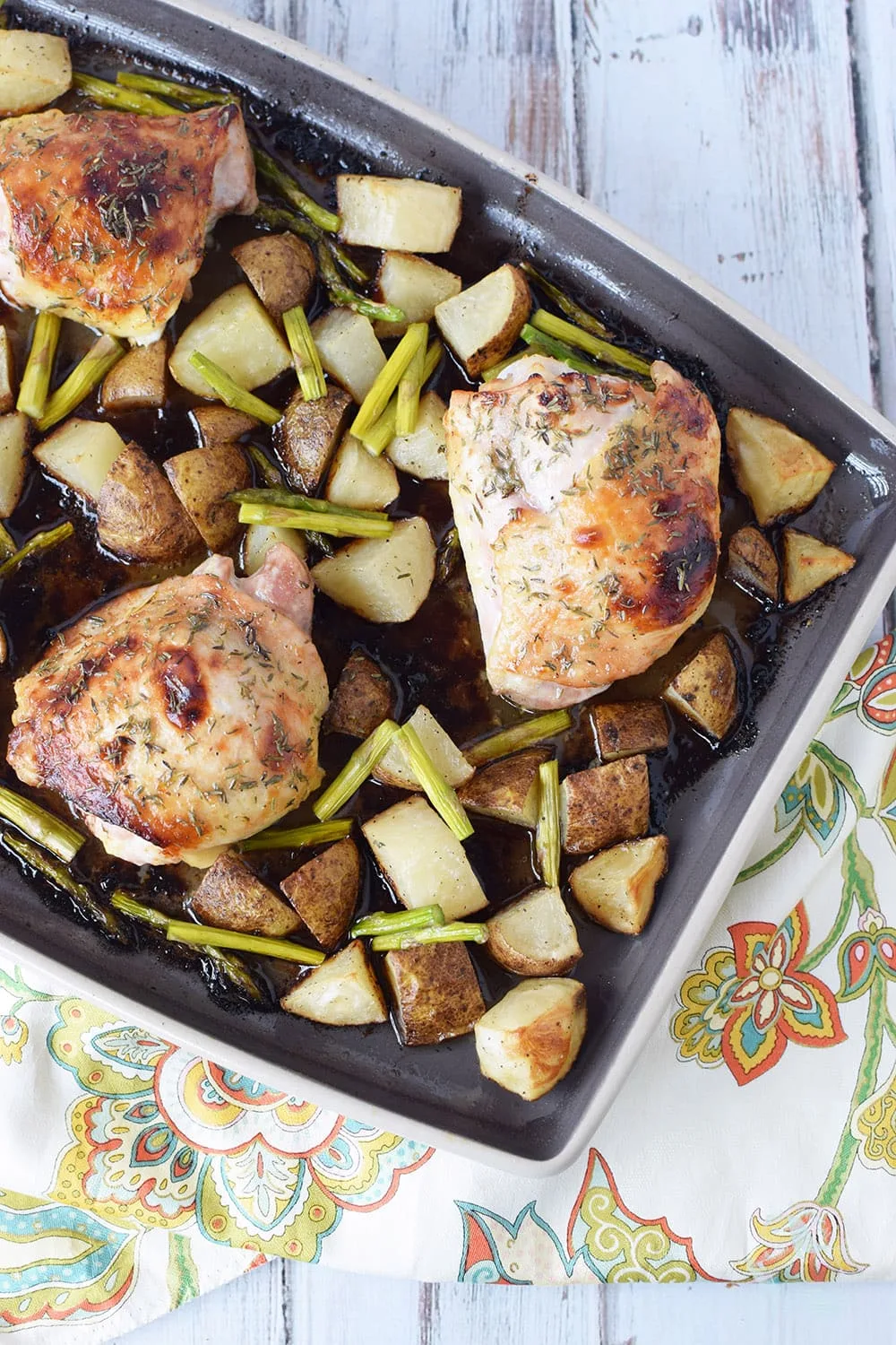 Honey Herb Baked Chicken Thighs Sheet Pan Dinner | A Magical Mess