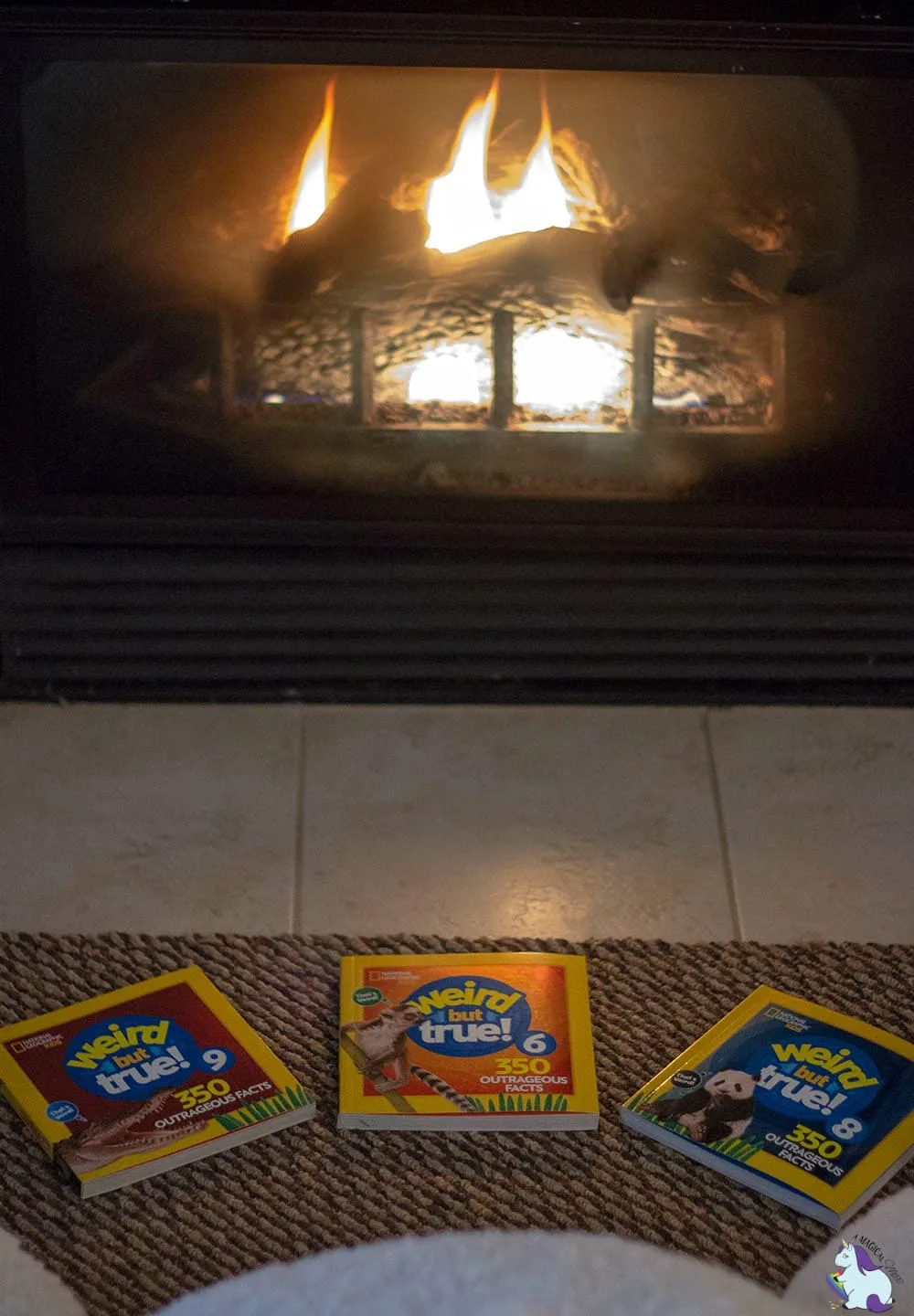 Cozy up with Weird but True facts in front of the fireplace. 