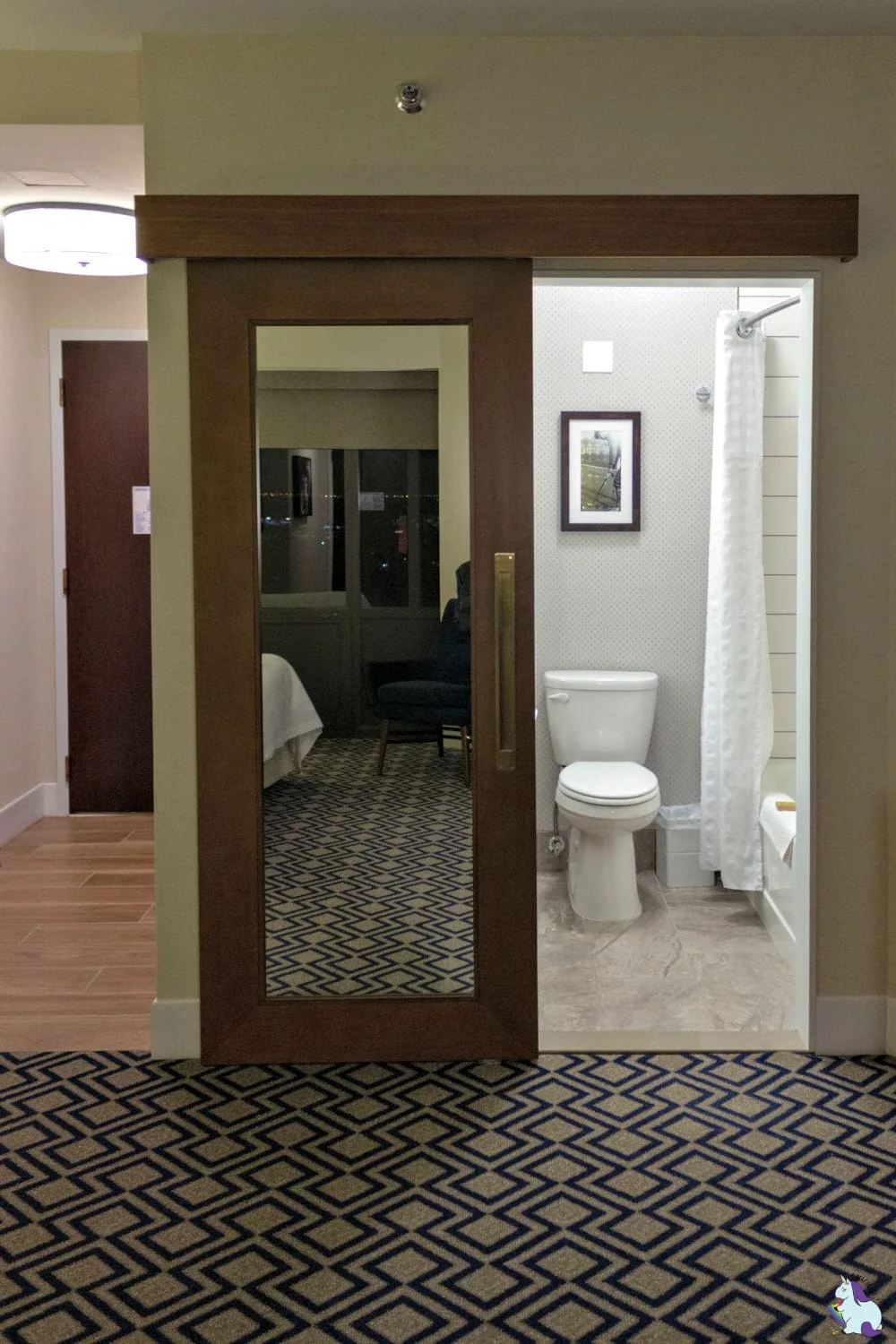 Oak Brook Hills Resort - new bathroom barn door renovations.