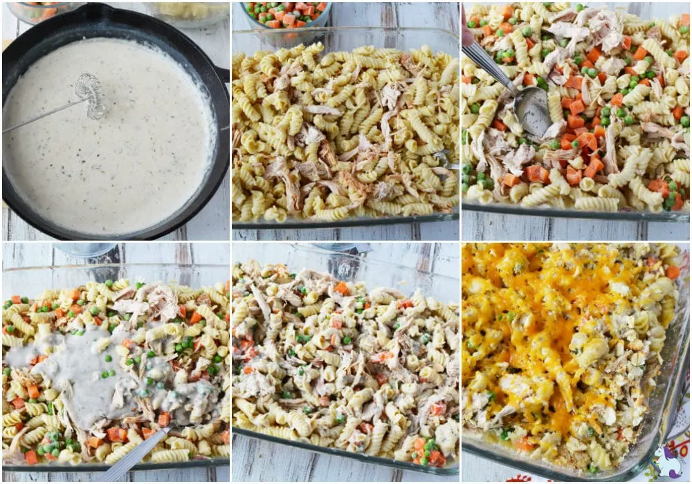 Turkey Pasta Bake Recipe with Veggies and Cheese steps