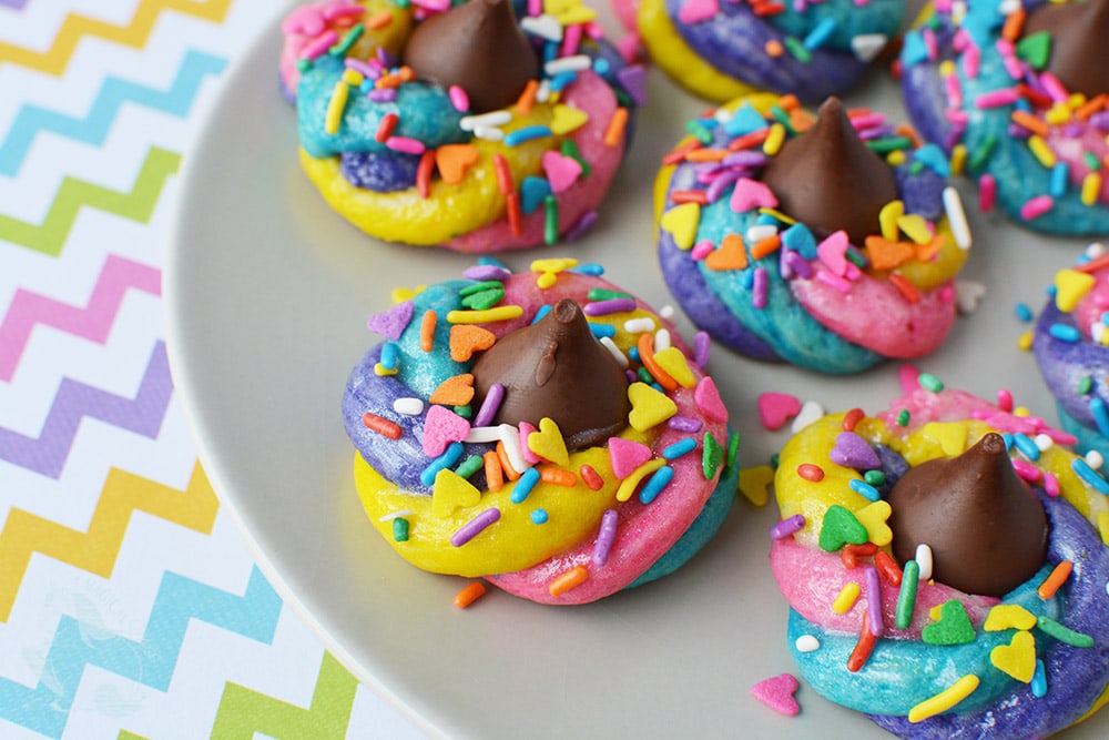 Colorful unicorn poop cookies with sprinkles. 