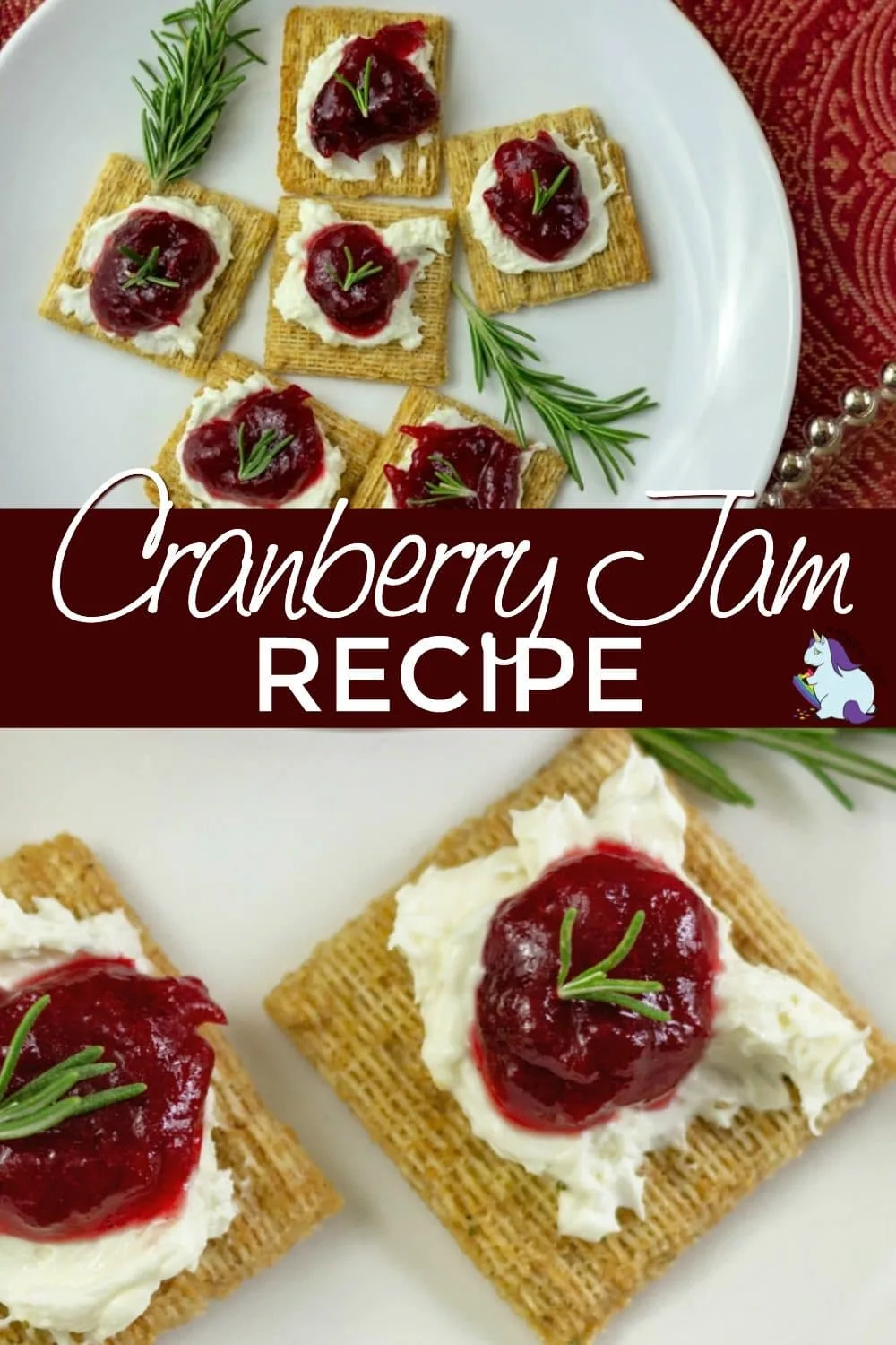 Crackers with cranberry jam on top
