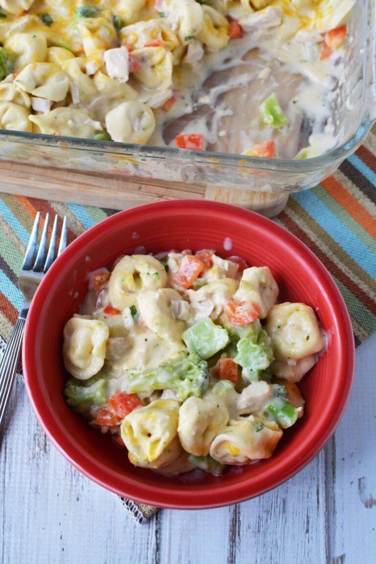 The Easiest Chicken Broccoli Bake with Tortellini Ever