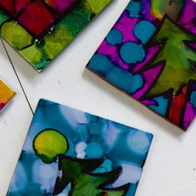 Alcohol Ink art on tiles