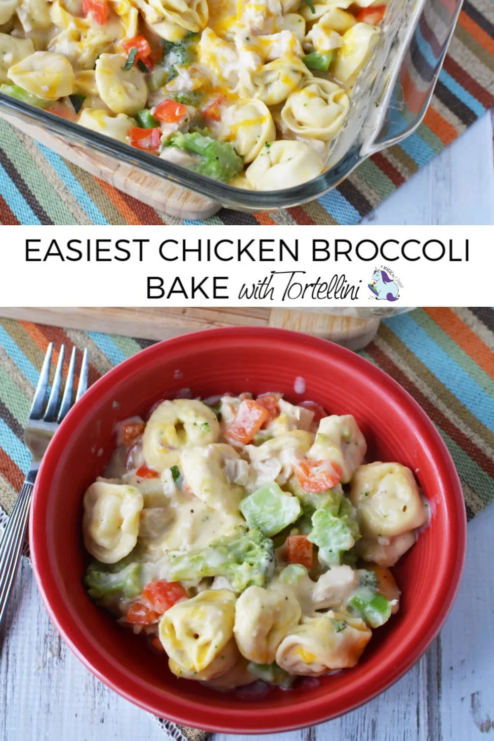 chicken broccoli bake in pan and bowl