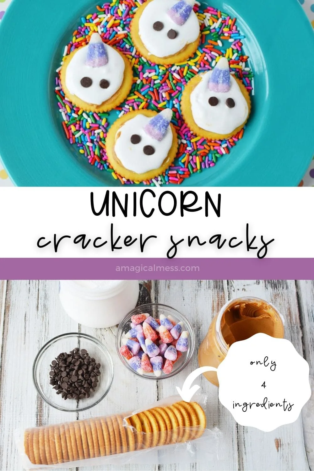 plate of unicorn crackers and ingredients