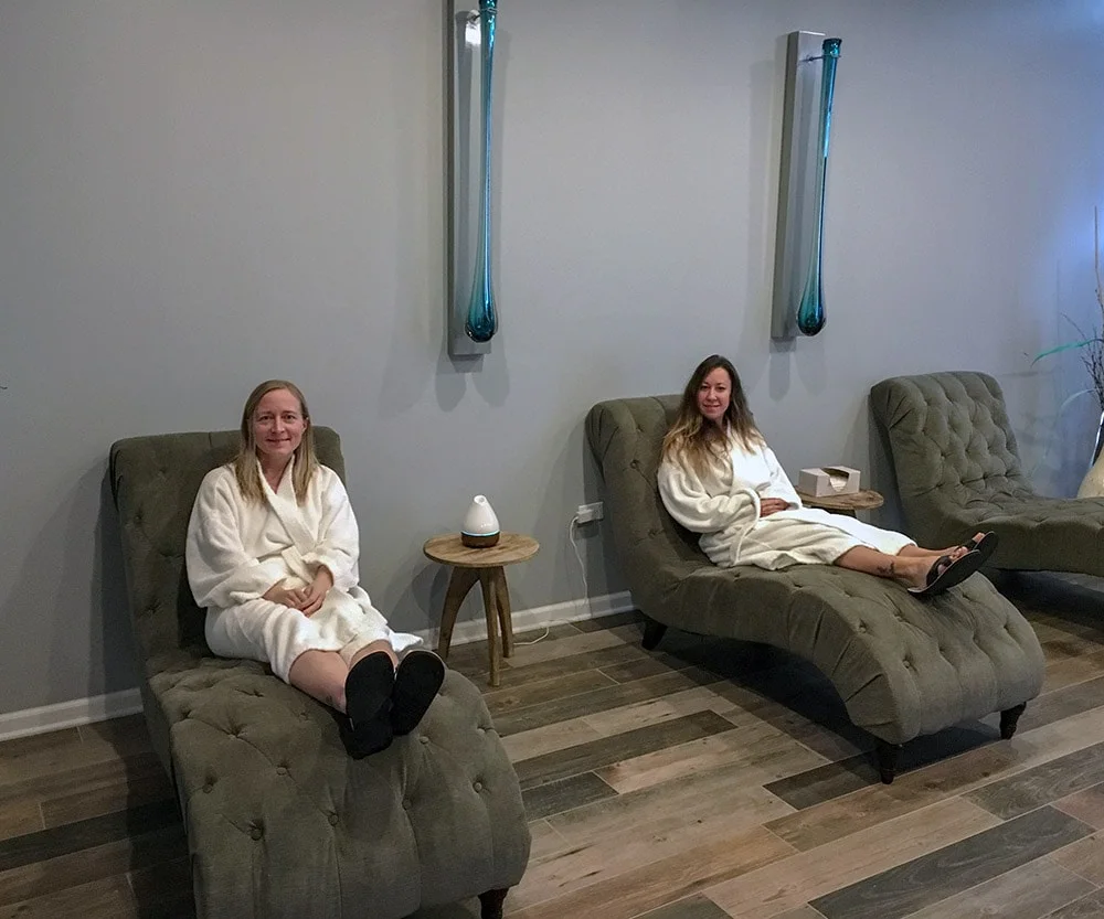 Jen and Colleene in the relaxation room after going in float tanks.