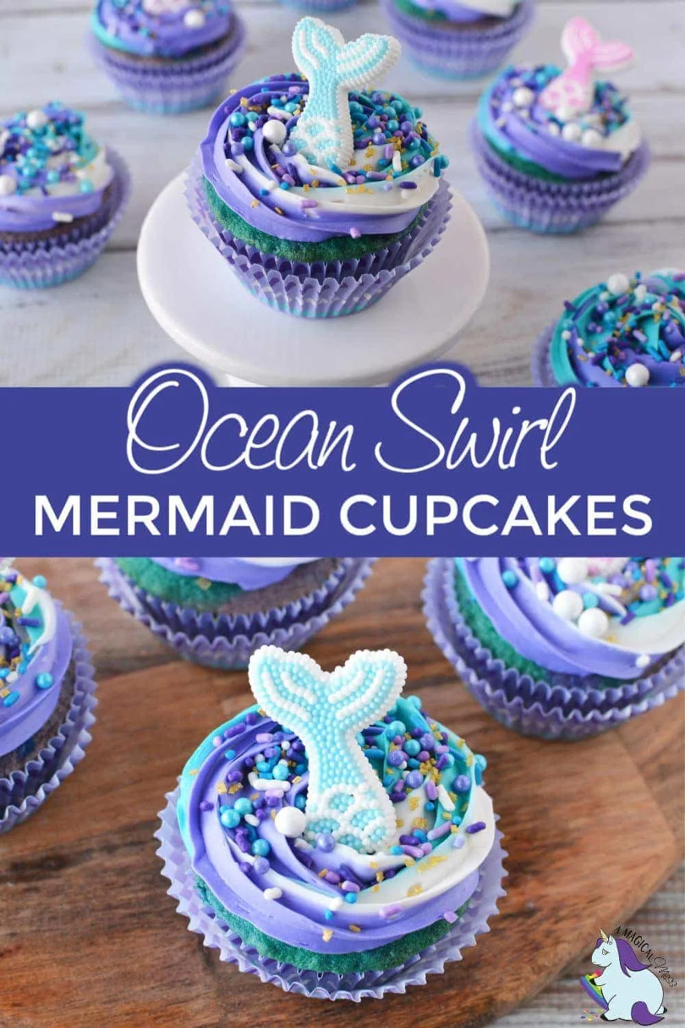Mermaid cupcakes with a sugary fin topping.