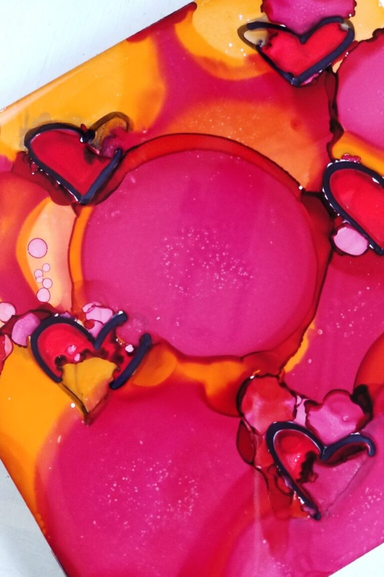 Alcohol Ink Art with Heart Designs