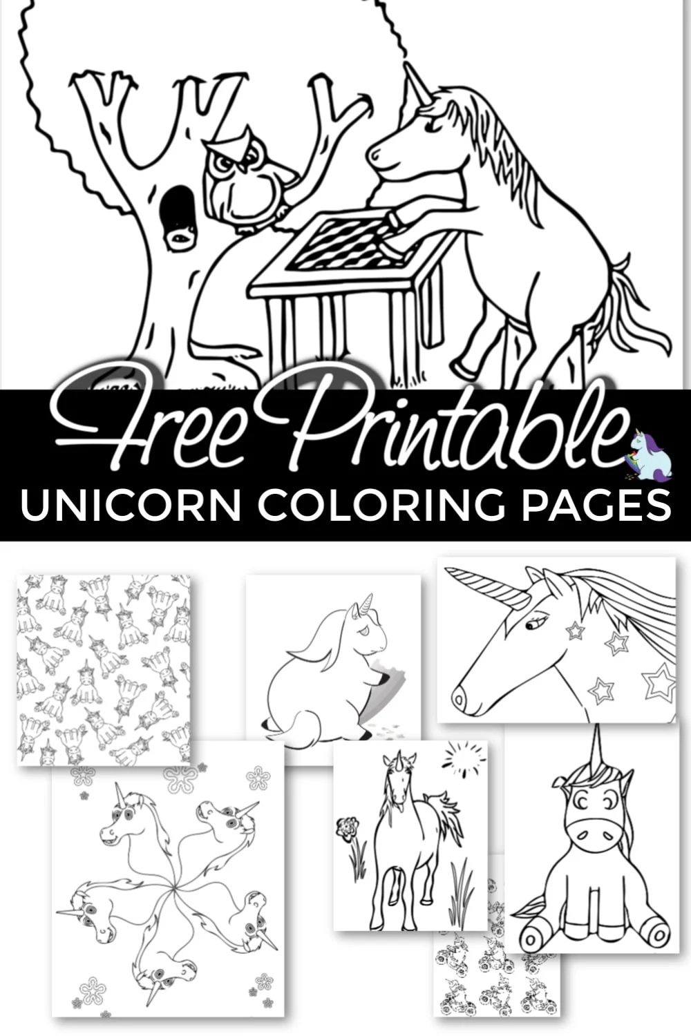 Free printable unicorn coloring pages.