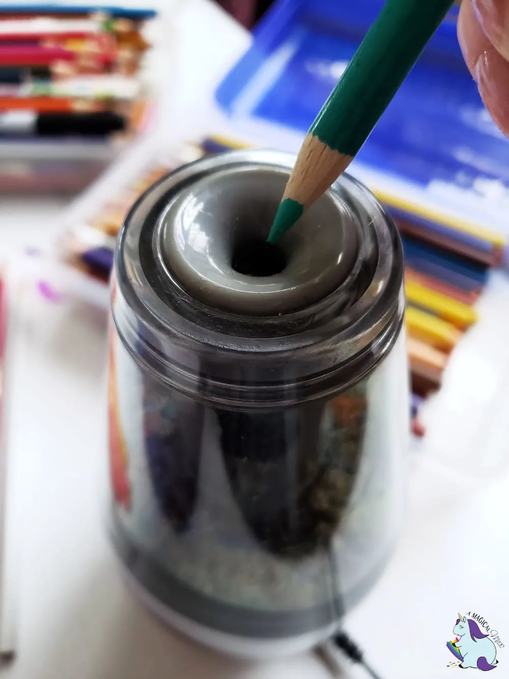 Electric pencil sharpener.