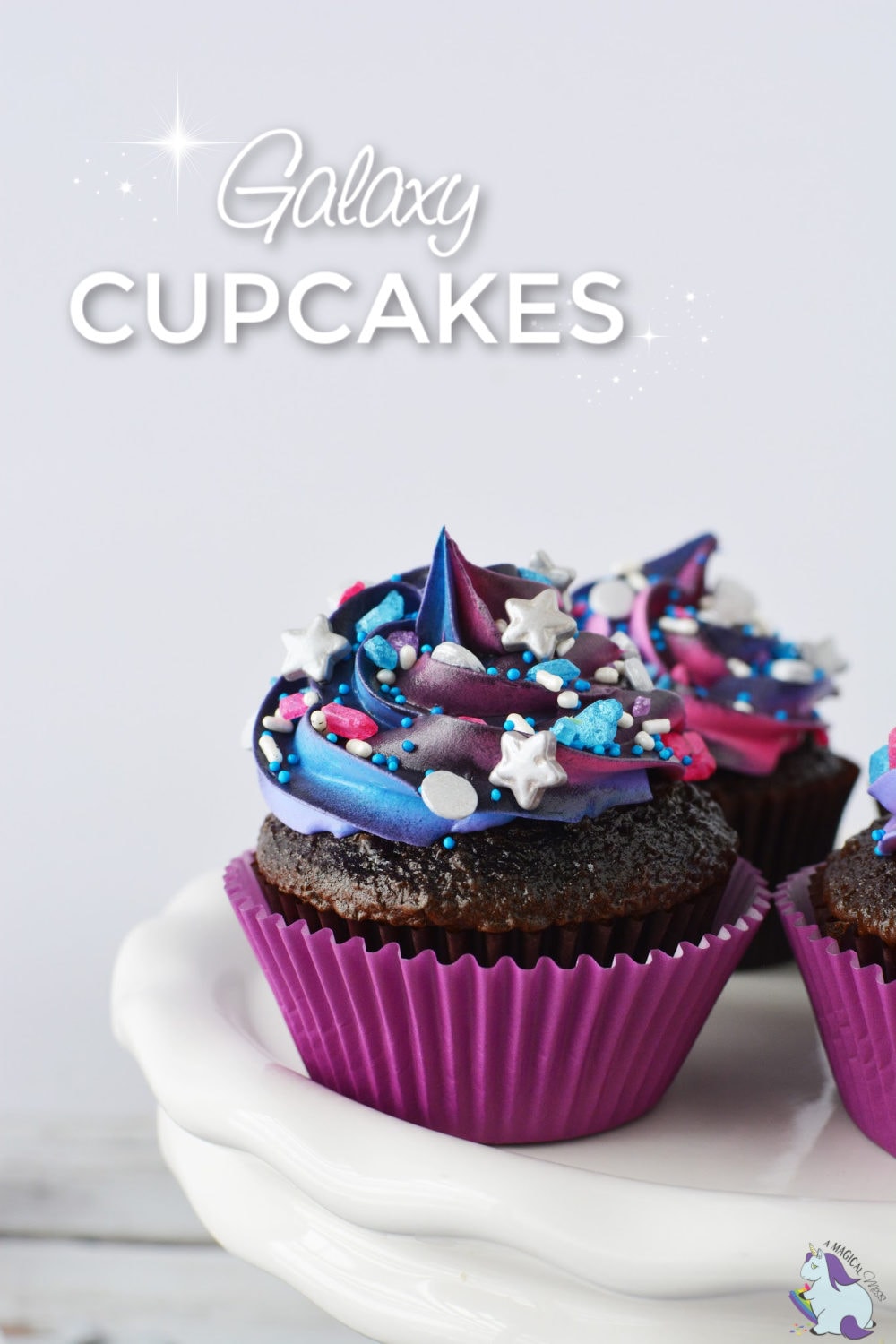 Galaxy cupcakes with sprinkles