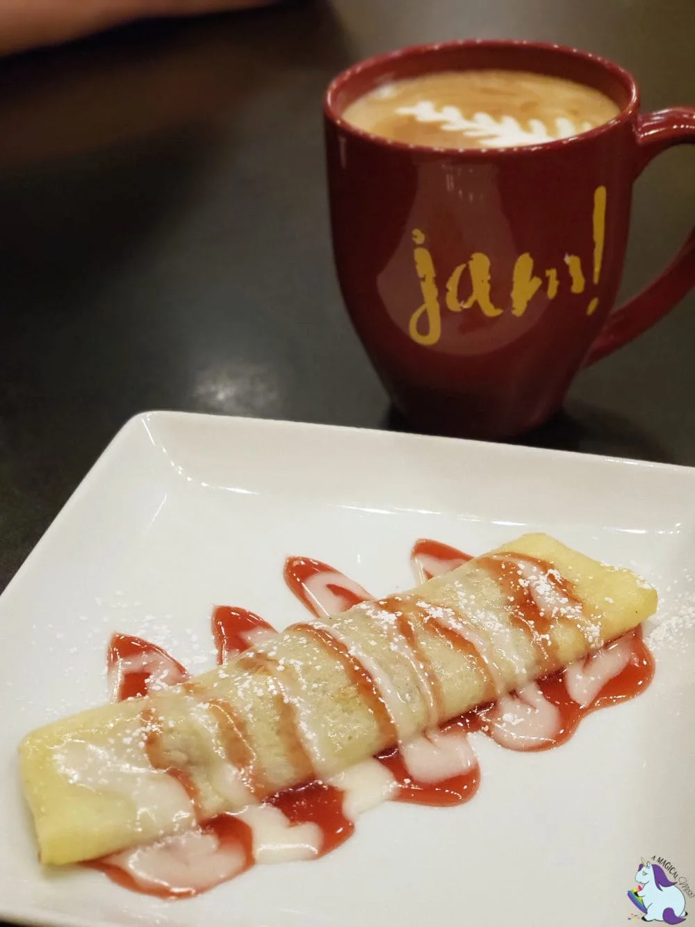 Crepe and latte from Jam! in Bozeman, MT.