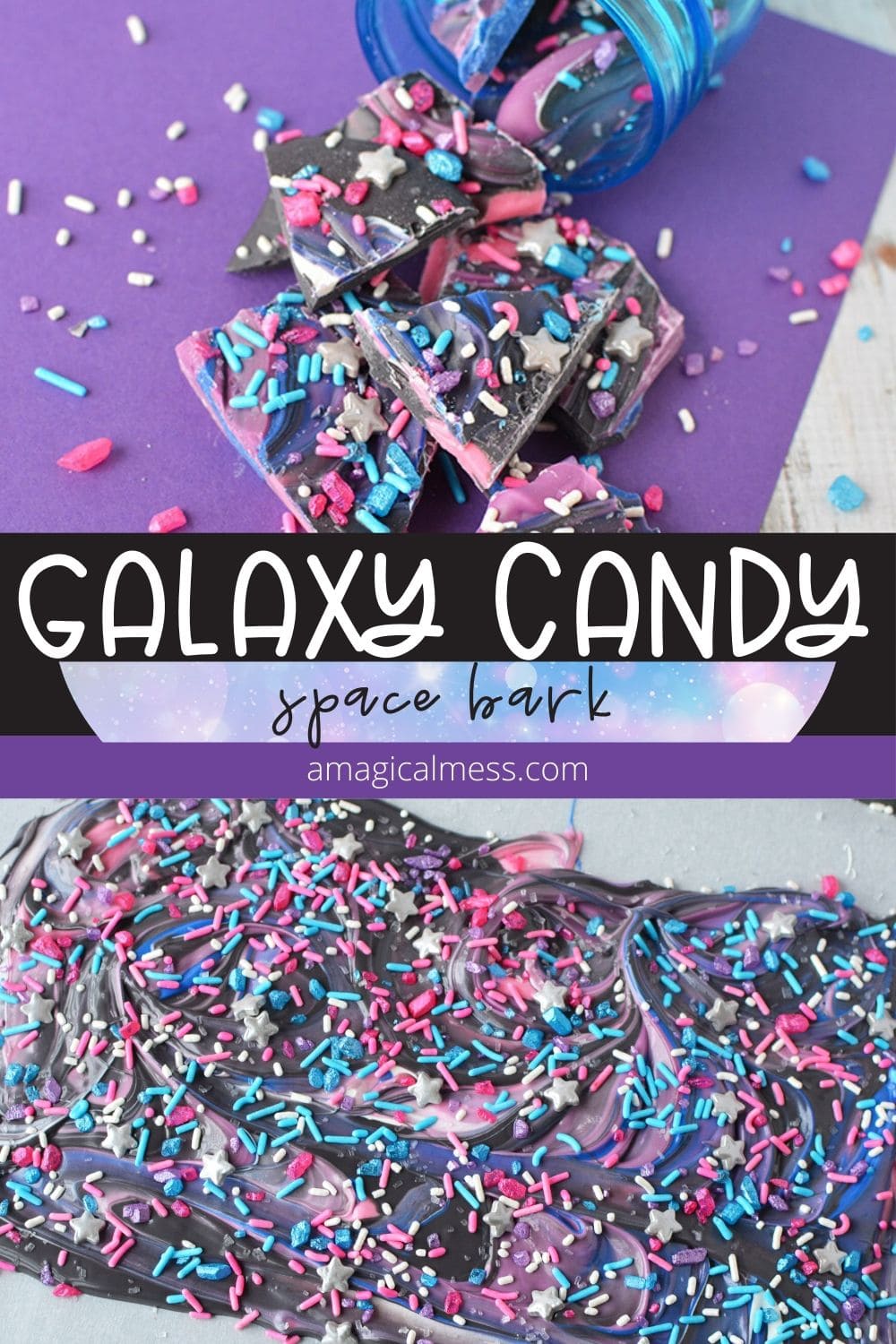 Galaxy themed bark candy