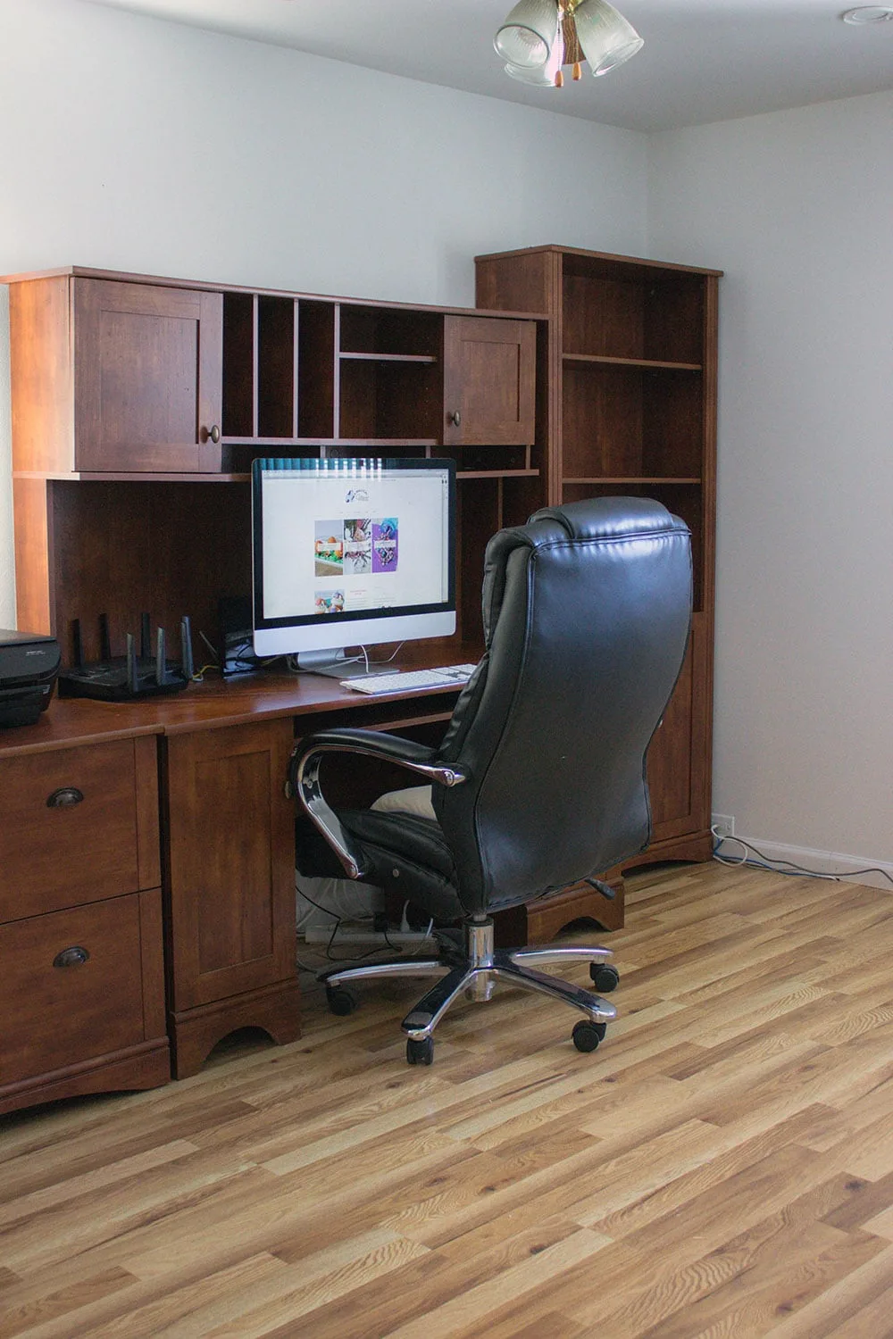 Clean office with new floor.