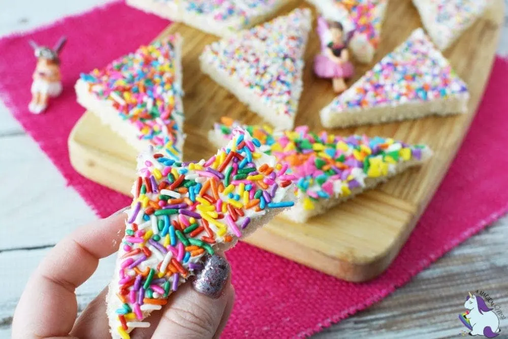 Colorful fairy bread with sprinkles.