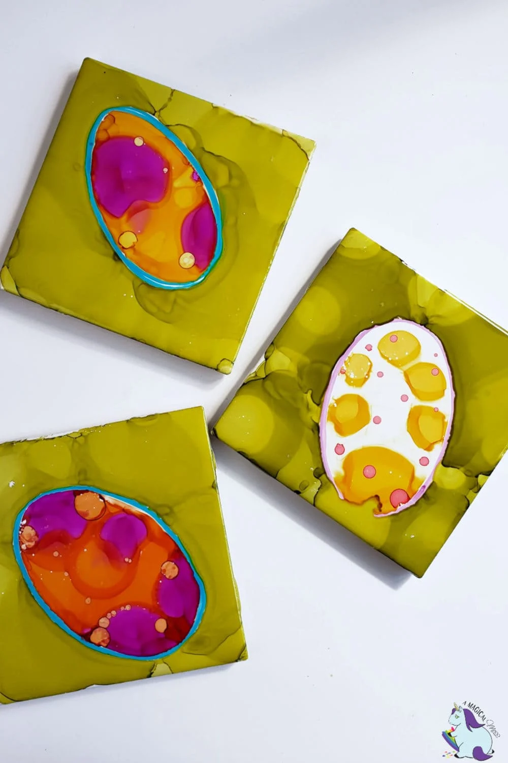 Easter Egg Alcohol Ink Tiles