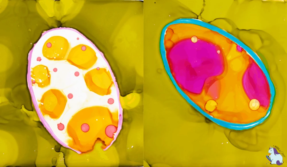 Alcohol ink tiles with Easter Eggs