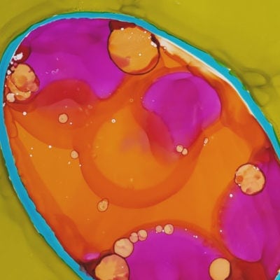 Alcohol Ink Easter Egg on tile
