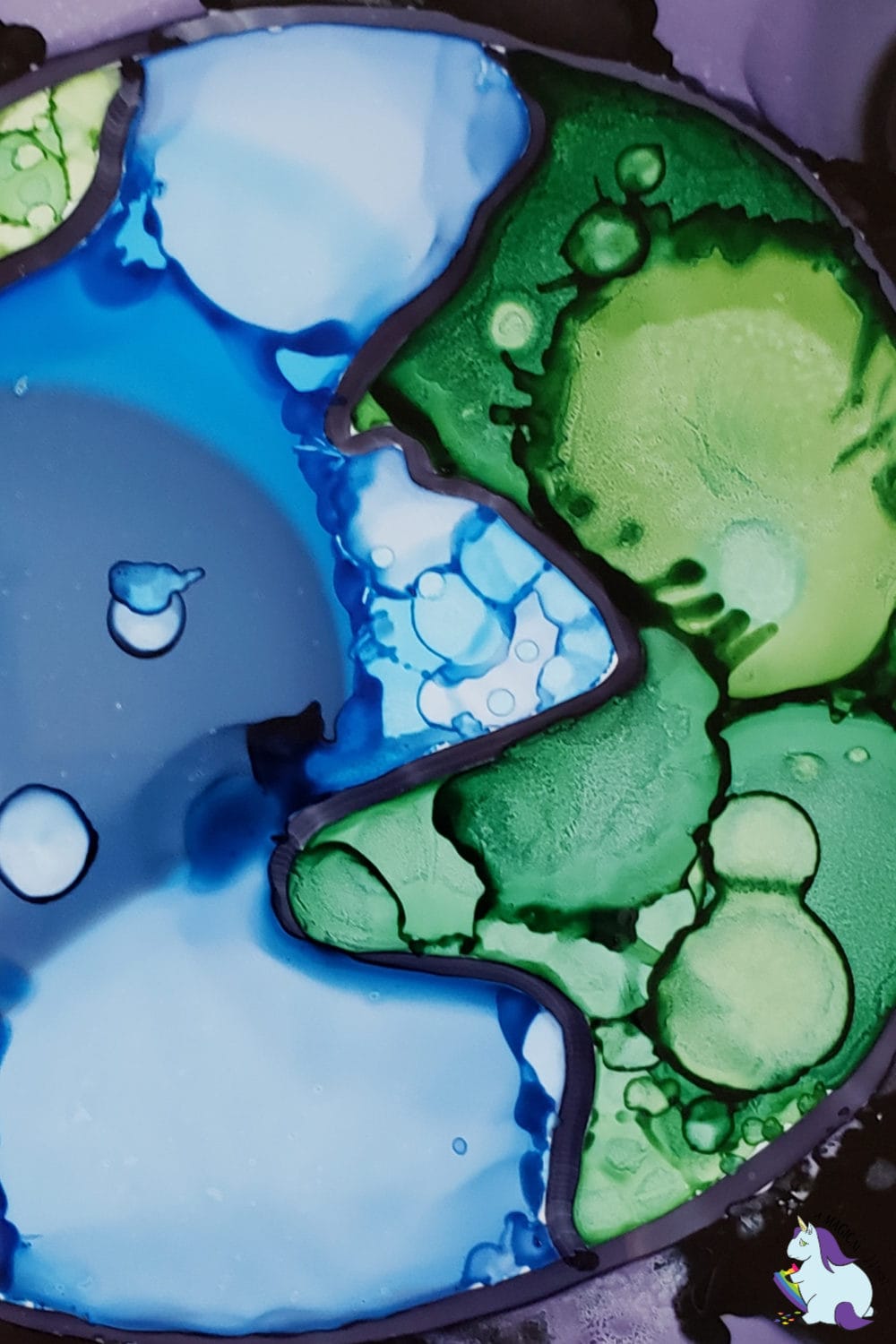 Earth Day craft - Alcohol ink on tile
